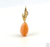 Vintage 14k Gold Drop Pendant with Pink Coral