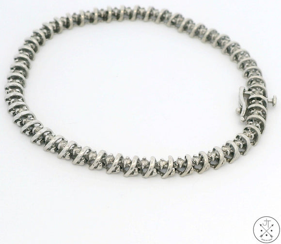 10k White Gold Tennis Bracelet with 1 ctw Diamonds 7.25 Inch