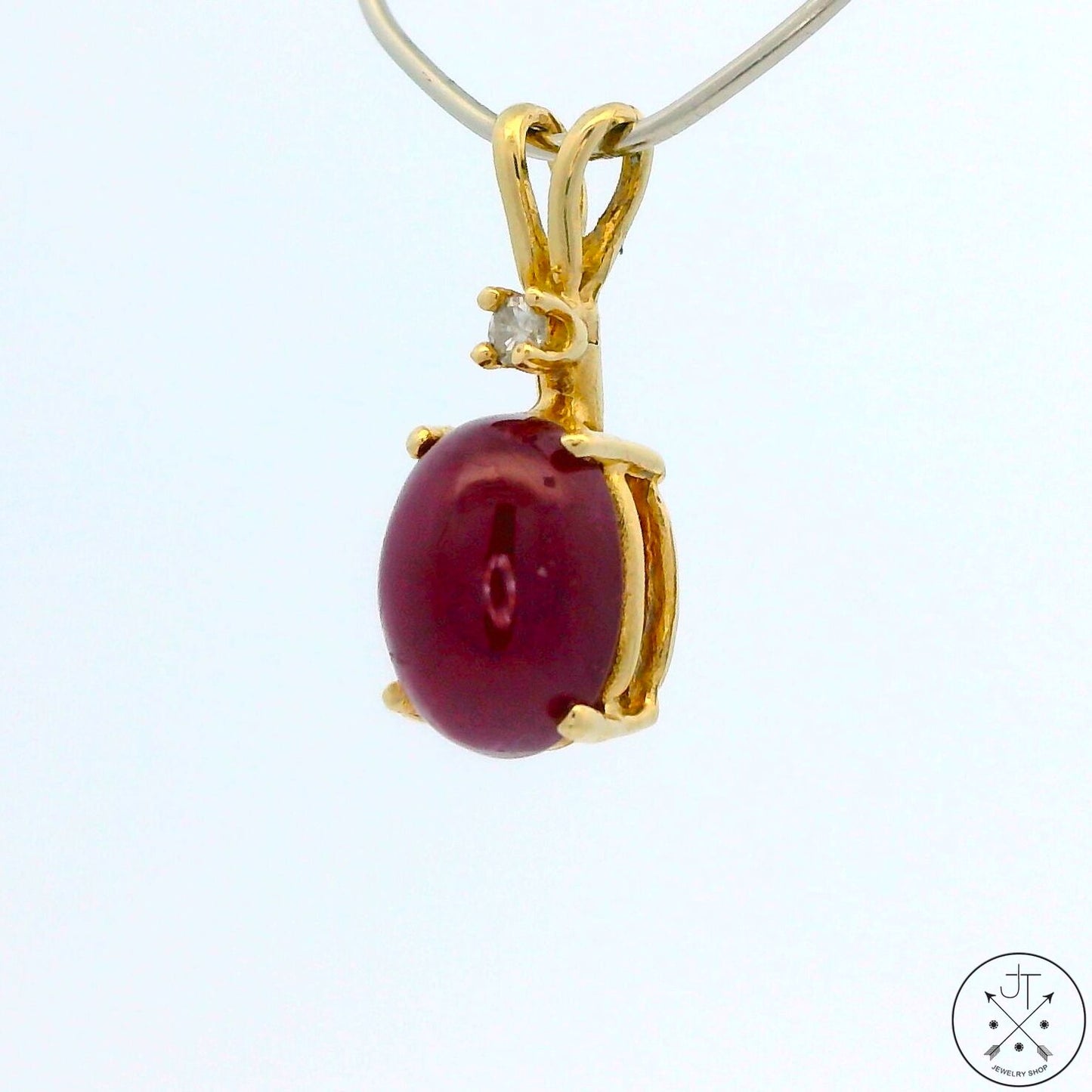 Vintage 14k Yellow Gold Pendant with 2.47 carat Ruby Cabochon and Diamond