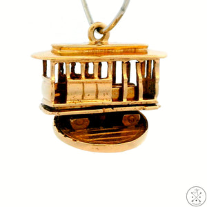 Vintage 14k Yellow Gold Trolley Car Charm Rotating