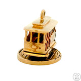 Vintage 14k Yellow Gold Trolley Car Charm Rotating