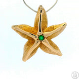 Vintage 14k Gold Starfish Pendant with Emerald