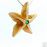 Vintage 14k Gold Starfish Pendant with Emerald