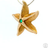 Vintage 14k Gold Starfish Pendant with Emerald