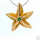 Vintage 14k Gold Starfish Pendant with Emerald