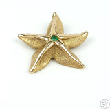 Vintage 14k Gold Starfish Pendant with Emerald