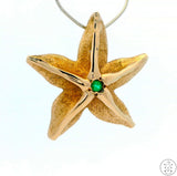 Vintage 14k Gold Starfish Pendant with Emerald