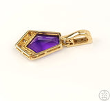 Vintage 14k Yellow Gold Pendant with Amethyst and Diamond