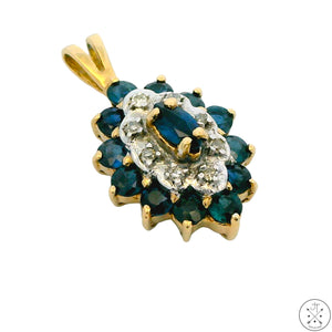 10k Yellow Gold Pendant with Sapphire and Diamond