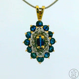 10k Yellow Gold Pendant with Sapphire and Diamond