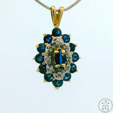 10k Yellow Gold Pendant with Sapphire and Diamond