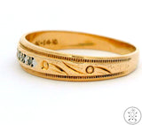 Vintage 14k Yellow Gold Band with Diamonds Size 7.75