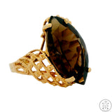 10k Yellow Gold Ring with Large Smoky Quartz Size 10.25 Marquise