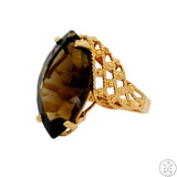 10k Yellow Gold Ring with Large Smoky Quartz Size 10.25 Marquise