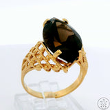 10k Yellow Gold Ring with Large Smoky Quartz Size 10.25 Marquise