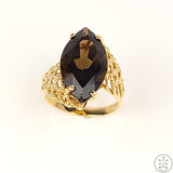 10k Yellow Gold Ring with Large Smoky Quartz Size 10.25 Marquise