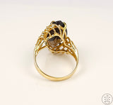 10k Yellow Gold Ring with Large Smoky Quartz Size 10.25 Marquise