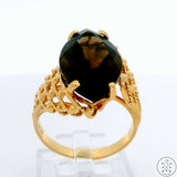 10k Yellow Gold Ring with Large Smoky Quartz Size 10.25 Marquise