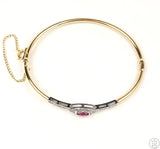 14k Yellow Gold Bracelet with Ruby and Diamond Size Large/XL Bangle Style