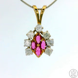 14k Yellow Gold Pendant with Spinel and Diamond