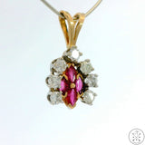 14k Yellow Gold Pendant with Spinel and Diamond