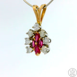 14k Yellow Gold Pendant with Spinel and Diamond