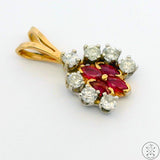 14k Yellow Gold Pendant with Spinel and Diamond