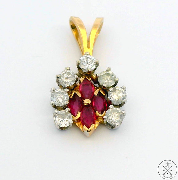 14k Yellow Gold Pendant with Spinel and Diamond