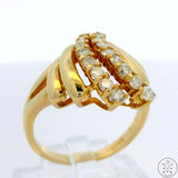 Vintage 14k Yellow Gold Ring with .48 ctw Diamonds Size 6.75 Waterfall