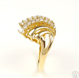 Vintage 14k Yellow Gold Ring with .48 ctw Diamonds Size 6.75 Waterfall