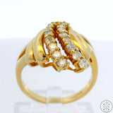 Vintage 14k Yellow Gold Ring with .48 ctw Diamonds Size 6.75 Waterfall