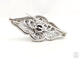 18k White Gold Brooch with 1 ctw Diamonds and 11.4 mm Black Pearl Deco Pin New