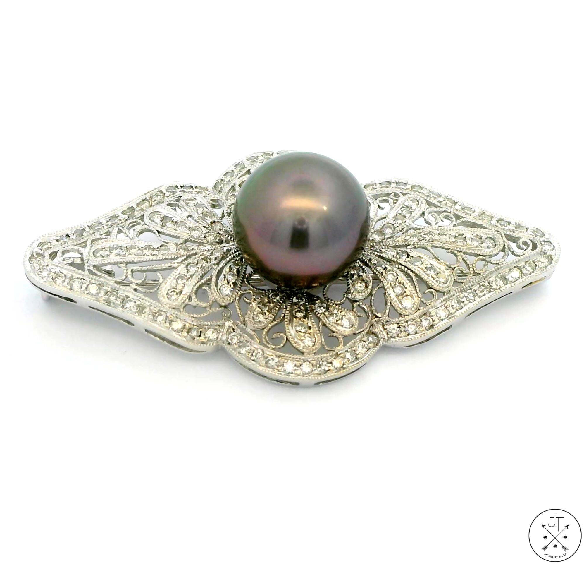 1950s Floral Design Brooch with Crystal Details — Miranda's