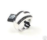 New LeVian Carlo Viani Sterling Silver Sapphire Buckle Band Black and White Size 7.25
