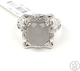 New LeVian Carlo Viani Sterling Silver Ring with Moonstone and White Topaz Size 7.25