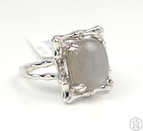 New LeVian Carlo Viani Sterling Silver Ring with Moonstone and White Topaz Size 7.25