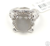 New LeVian Carlo Viani Sterling Silver Ring with Moonstone and White Topaz Size 5