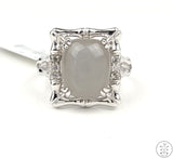 New LeVian Carlo Viani Sterling Silver Ring with Moonstone and White Topaz Size 5