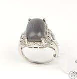 New LeVian Carlo Viani Sterling Silver Ring with Moonstone and Diamond Size 7.25