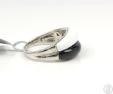 New LeVian Carlo Viani Sterling Silver Band Black and White Size 8