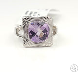 New Le Vian Sterling Silver Ring with Checkerboard Amethyst Size 7