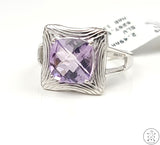 New Le Vian Sterling Silver Ring with Checkerboard Amethyst Size 7