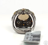 New LeVian Ziba Dark Sterling Silver Statement Ring with Sapphire and Quartz Size 6.25