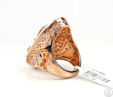 New Carlo Viani Sterling Silver Rose Gold Plated Lizard Ring with Garnet Size 7