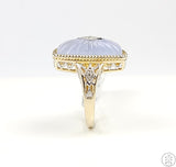New Carlo Viani Sterling Silver Ring with Agate and Diamond Size 7