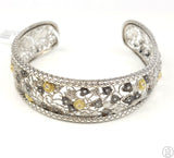 New Le Vian Sterling Silver Cuff Bracelet with .21 ctw Diamonds Size 2XL/3XL