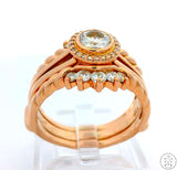 14k Rose Gold Ring with Guard Size 8.75 1 ctw Lab Diamonds GVVS2 Wedding Set