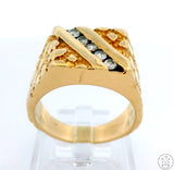 Vintage 14k Yellow Gold Nugget Ring with 1/5 ctw Diamonds Size 9.5 Estate