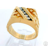 Vintage 14k Yellow Gold Nugget Ring with 1/5 ctw Diamonds Size 9.5 Estate