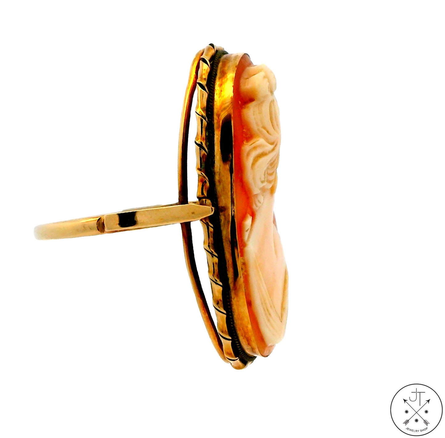 Large Antique 14k Yellow Gold Cameo Ring Size 8 Estate